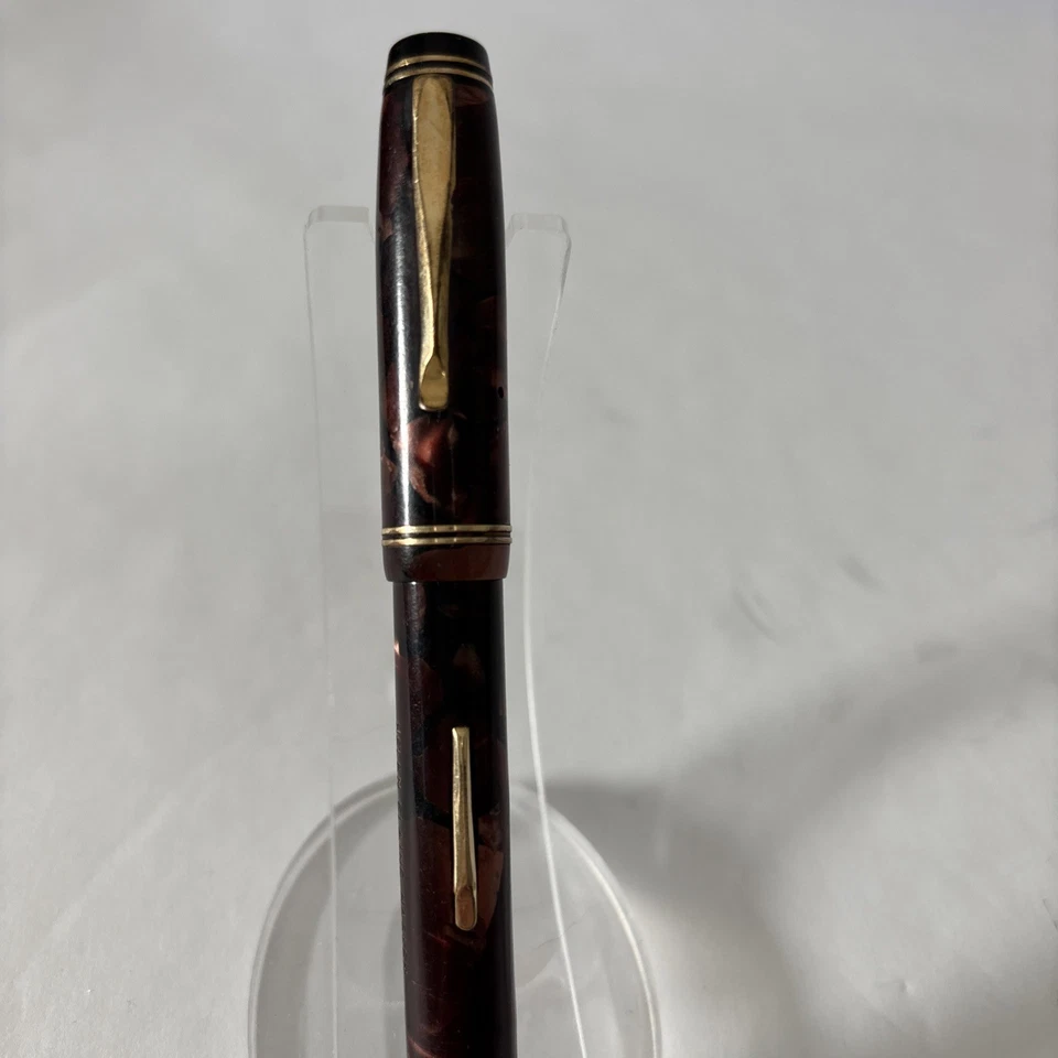 Vintage Gold Bond Stonite Mauve Marbeled 14k Nib Fountain Pen - Image 4 of 4