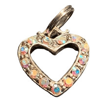 Sterling Silver 925 Open Heart Pendant Charm for Necklace or Bracelet - Pave Cry