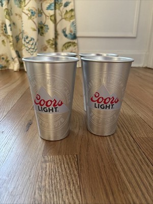 Coors Light Aluminum Cold Activated Laser Wrapped Etched 16oz Cups. Set Of 4