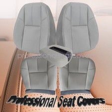 For 2007-2014 Gmc Sierra Driver Passenger Back Bottom Leather Seat Cover Gray