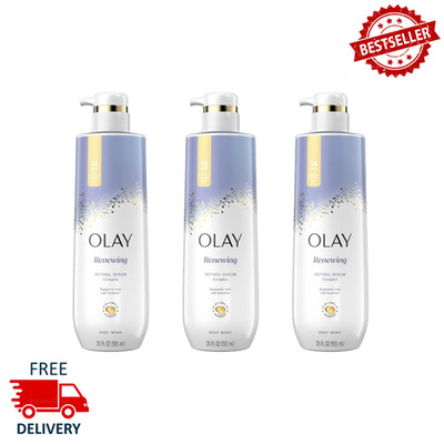 Olay Nighttime Retinol Body Wash, Renewing Skin, 20 fl oz, 3 Pack, Moisturizing