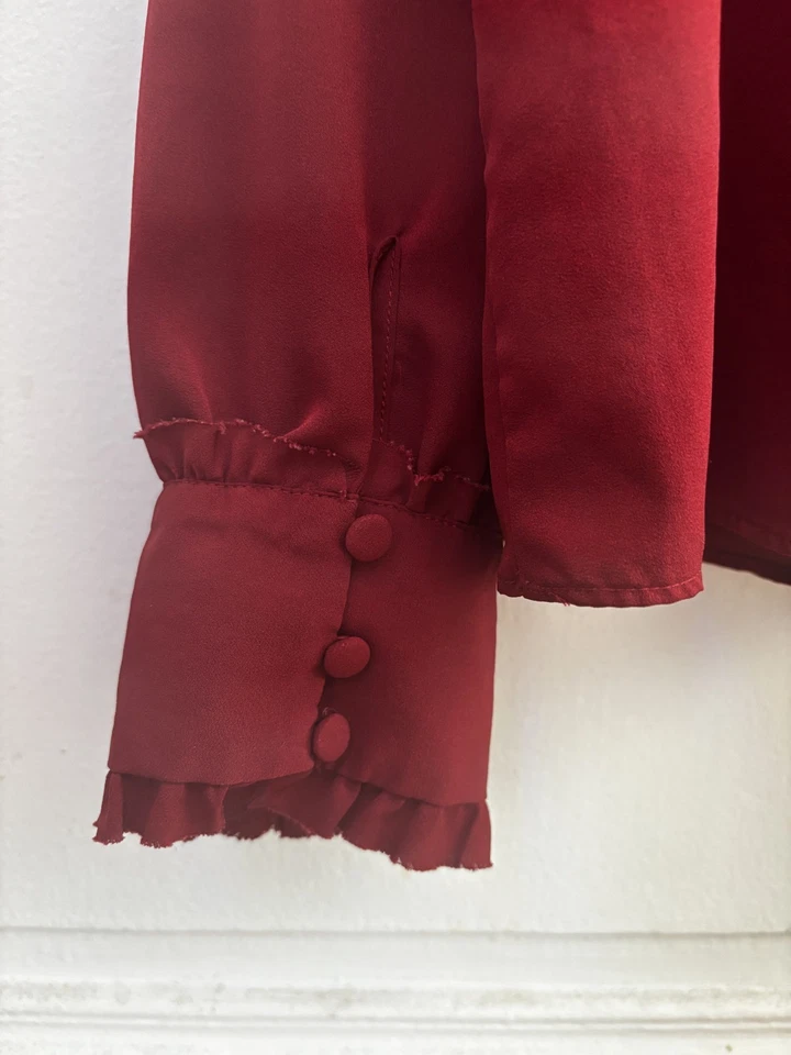 Top chemise bordeaux ZARA - Taille XL - Photo 4/4
