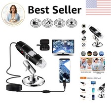 USB Digital Microscope with 8 LED Lights  Metal Stand - 40X-1000X Magnification