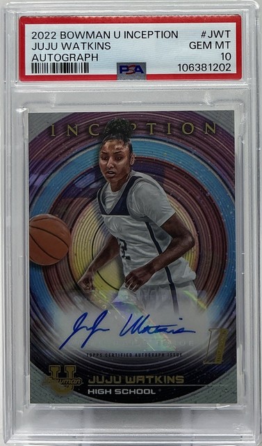 JuJu Watkins Rookie Auto PSA 10- 2022 Bowman Inception U. -USC, Naismith, Speed