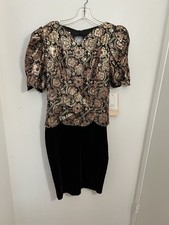Scott McClintock Vintage 80s Velvet  Metallic Brocade Party Prom Dress size 12