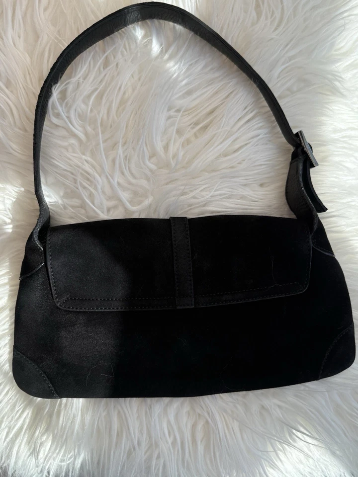 Gucci Reacondicionado Vintage Jackie O Pouchette Negro Gamuza 2004-ish Sin Caja Raro Foto 3 de 4