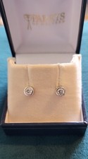 9ct White Gold, Brilliant Cut 0.30 Carat, Diamond Solitaire, Stud Earrings