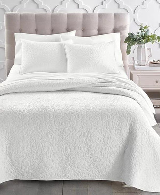 Charter Club Sculpted Paisley Embroidered Cotton Full/Queen White Quilt