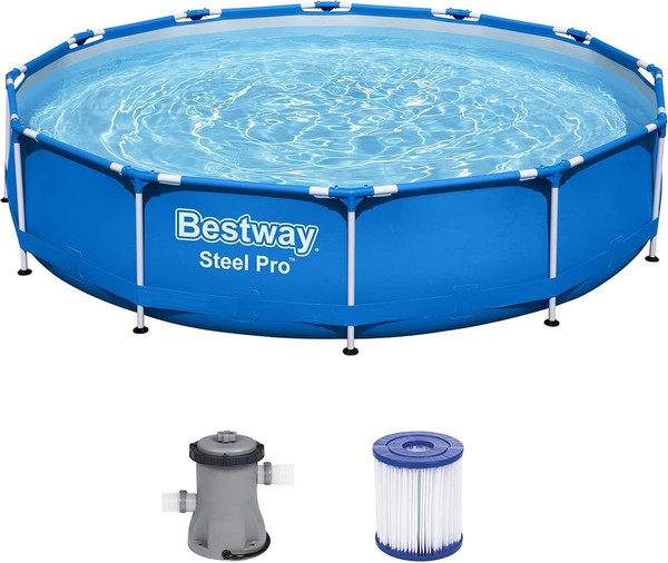 Bestway Steel Pro Pool Set 366 X 76 Cm Mit Filterpumpe Gartenpool Kinder Pools-image