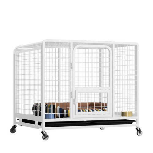 Jumbo Anti-Bite Metal Dog Cage Heavy Pet Crate Playpen Kennel Wheels with Tray - Picture 15 of 22