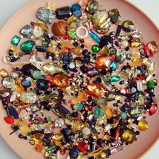 Mixed Lot of Acrylic Flat back and Sew-on Gems ~ Rhinestones ~ Cabochons  4-30mm