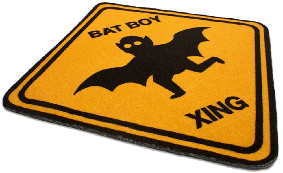 NEW Creepy Co Weekly World News BAT BOY XING Crossing Accent RUG 27x26.5" Horror