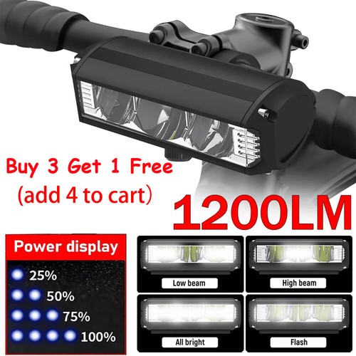 1200LM Super Bright LED Bike Light USB Rechargeable Bicycle Front Headlight US