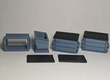 (5) - Blue Garbage Trash Dumpster w/Lid Scale Toy Diorama Accessory 1:64 Set