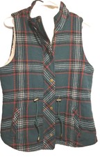 Vtg Cottage Grunge Streetware Oversized Dark Academia Tartan Plaid Sherpa Vest