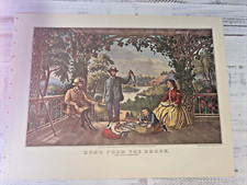 Currier and Ives 1952 Home from the Brook Print Fish Fishing 16x11 Reprint