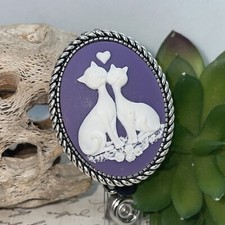 Love Cat Kitten Heart Purple Lanyard Rose Retractable Reel ID Card Badge Holder