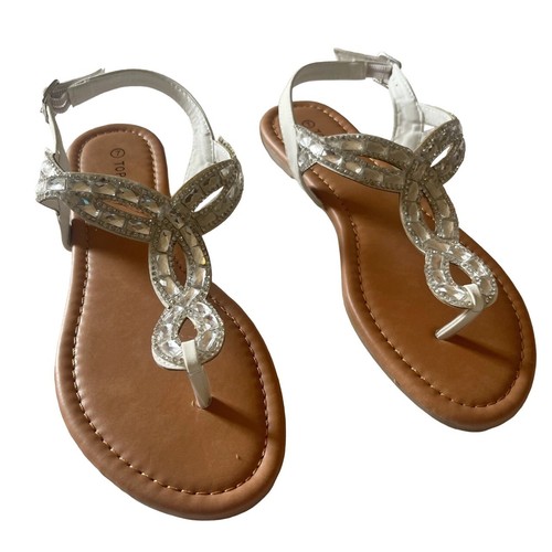 Top Moda MUTE-15 Ankle Buckle T-Strap Rhinestone Glitter Thong Flats Slippers 7 - 第 1/9 張圖片