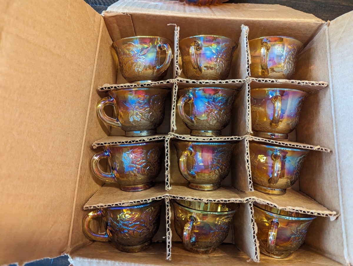 INDIANA GLASS Carnival Iridescent PUNCH BOWL SET Princess 7447