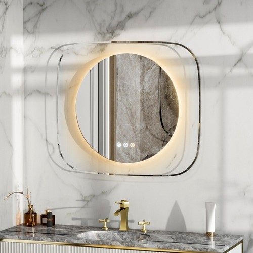 LED Bathroom Mirror with Clear Glass Frame Backlit Hanging Makeup vanity Mirrors - Picture 3 of 17