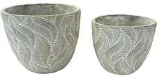 URBAN TRENDS COLLECTIONS Decorative Cement Round Pots - LOT of 2