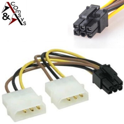 Y-Adapter 2x Molex Ide On 6 Pin Pci-E PCI Express Power Cable for Graphic Card