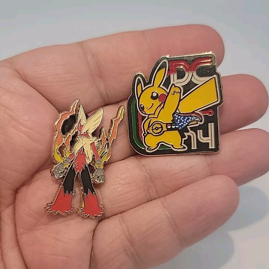 Lot of 2 Pokemon Pins Pikachu DC14 Mega Blaziken Hard Enamel TCG
