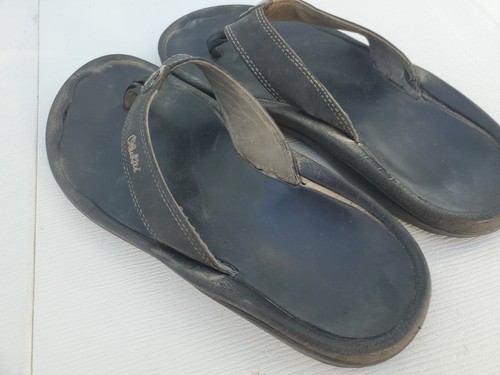 olukai mens 10 flip flop Dark Grey straps - Picture 5 of 8