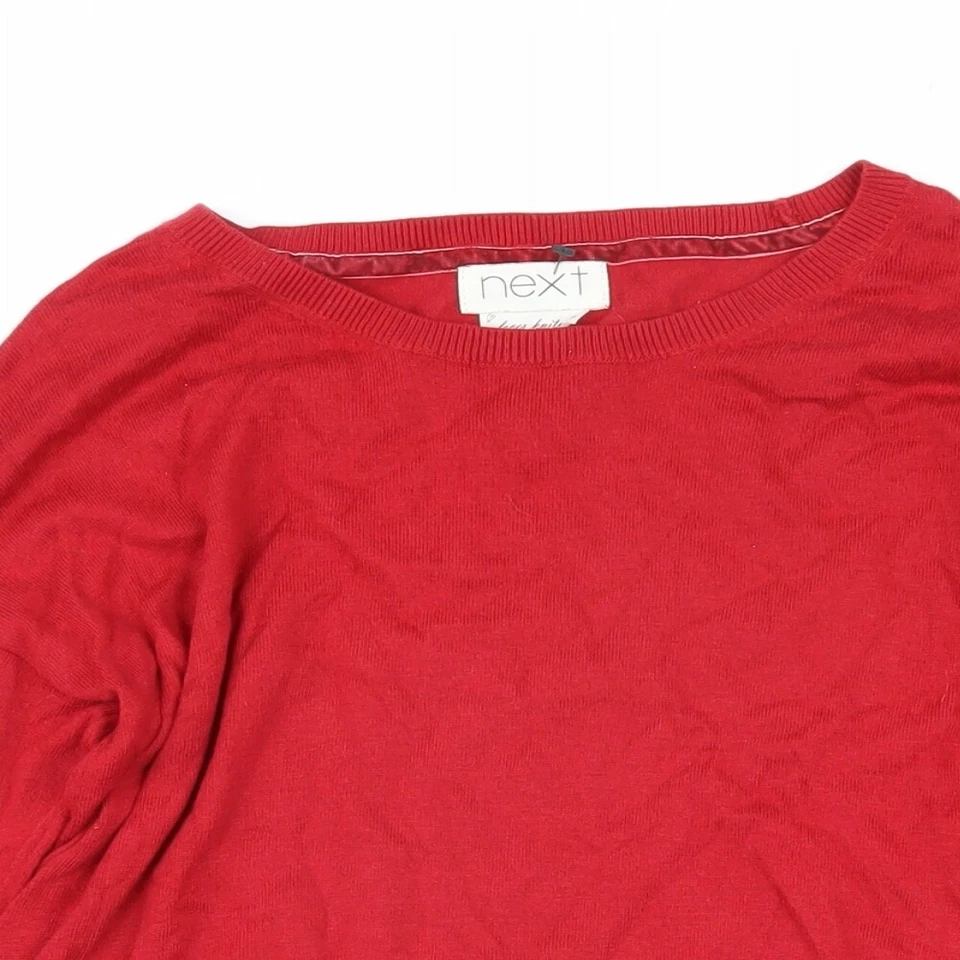 NEXT Womens Red Boat Neck Cotton Pullover Jumper Size 6 - Side zips - Image 3 of 4