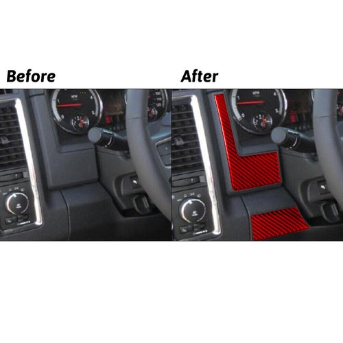 4x Tablero de instrumentos rojo de fibra de carbono para Dodge RAM 1500 2009-2012 - Imagen 2 de 14