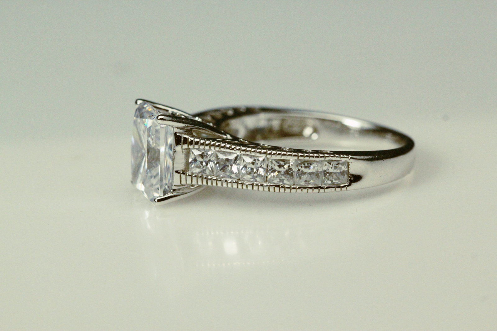 925 Sterling Silver Size 9.75 Rectangular Cut CZ … - image 6