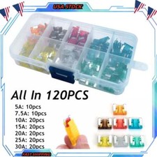 120PCS Assortment Micro Low Profile Mini Blade Fuse 5A/7.5A/10A/15A/20A/25A/30A