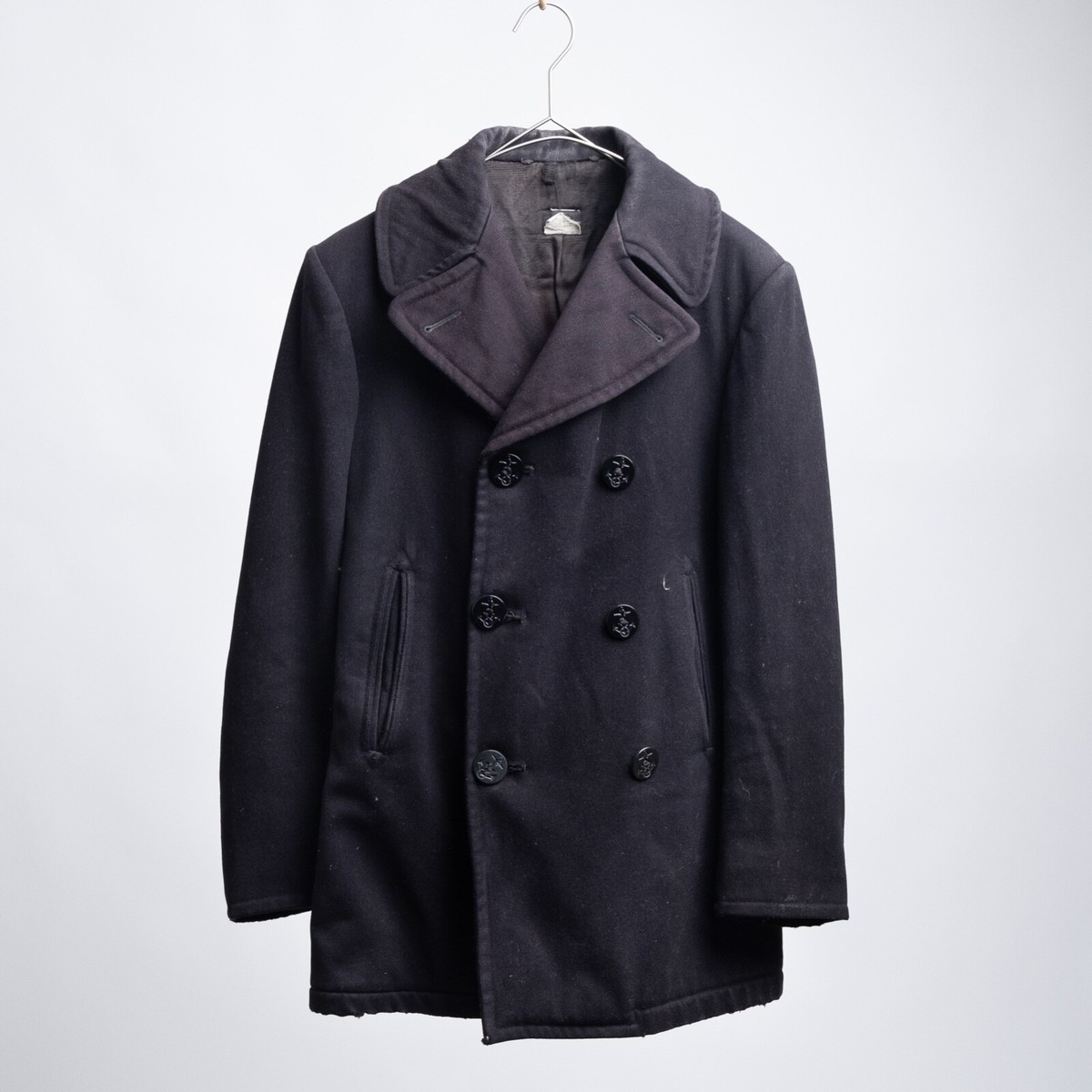 40's〜60's US NAVY \"P COAT\" Vintage 60s US Navy USN Wool Pea Coat - Size Small 40 chest