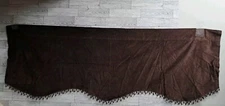 Brown Velour Velvet Valance Curtains 54x17½ Window Topper Scalloped Beaded Retro