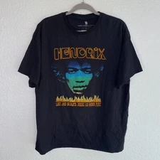 Jimi Hendrix Shirt Women Large Fire Graphic Tee Music Boyfriend Fit Junk Food