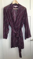 Victoria’s Secret Purple Sheer Robe Short Kimono Belted Pockets One Size
