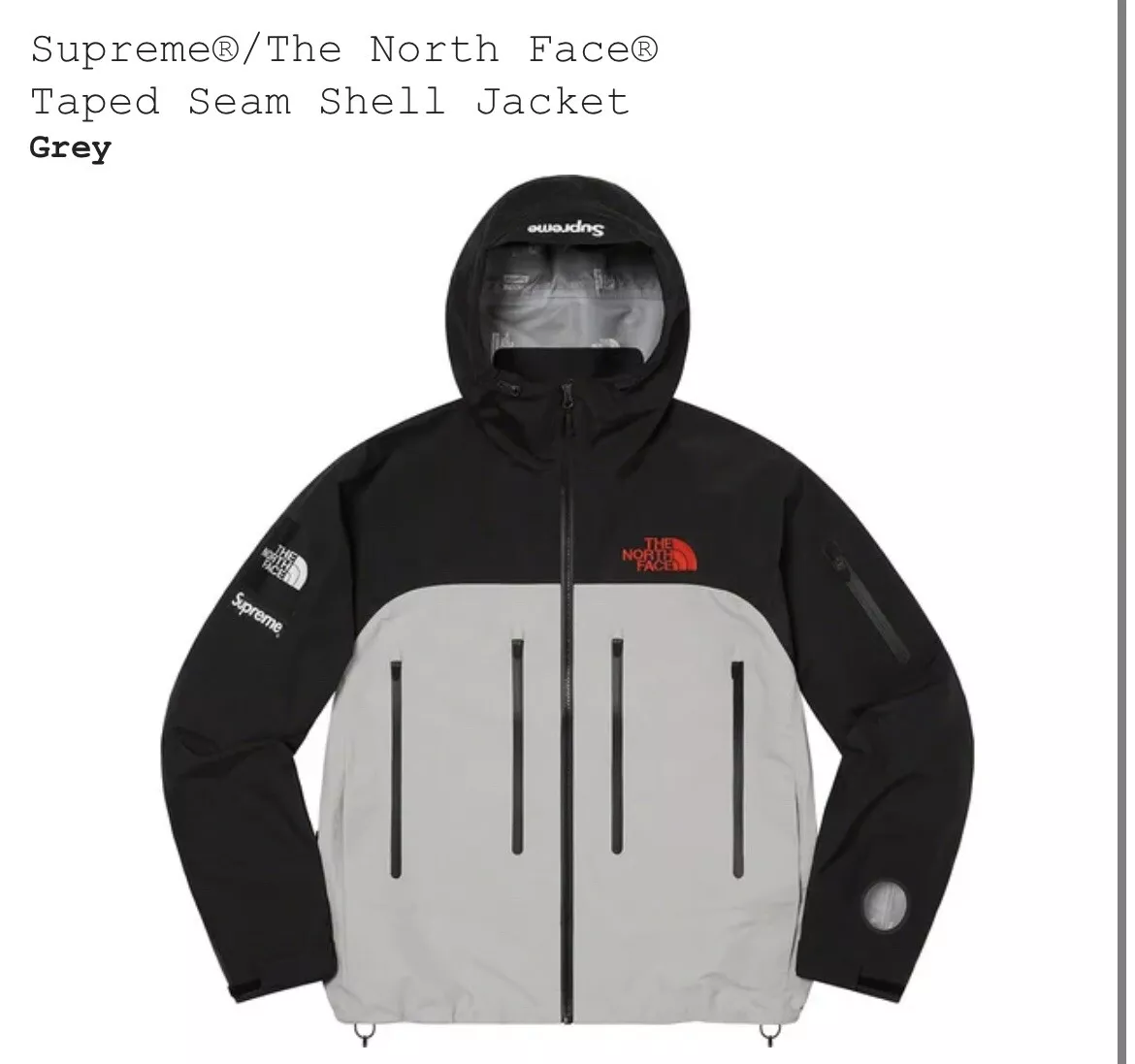 New Supreme® x The North Face® Taped Seam Shell Jacket - Grey - Size M -  FW22