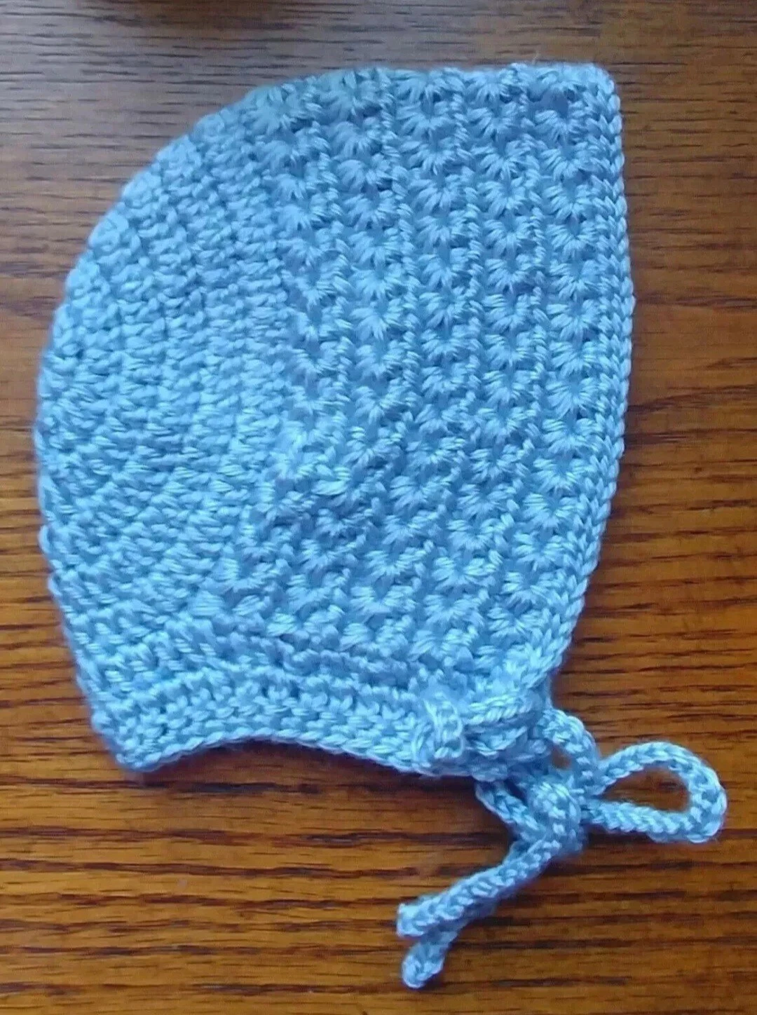 hat 3 Month New baby Leia Allen Blue Bonnet handmade crochet winter warm infant
