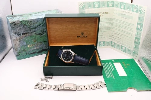 Rolex AirKing 14000 Blue Dial “Precision” – 34mm Stainless Steel – Box & Papers,