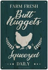 Chicken Coop Tin Metal Signs Home D cor 8x12-Farm Fresh Butt Nuggets, Vintage