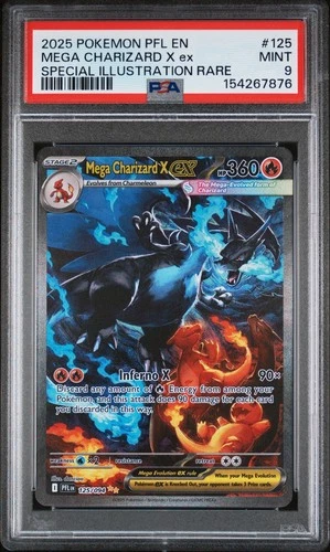 2025 POKEMON PFL EN-PHANTASMAL FLAMES #125 MEGA CHARIZARD X EX PSA 9