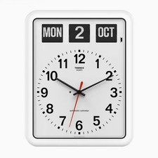 Twemco BQ-12A White Perpetual Calendar Flip Wall Clock Retro Vintage Modern