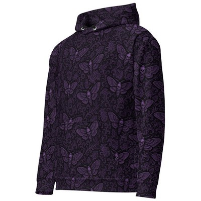 Soul's Messenger Purple Hoodie   Death Moth Pullover Sweatshirt