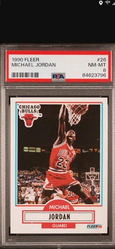 1990 FLEER  Michael Jordan Basketball Card #26 - PSA 8 NM-MINT
