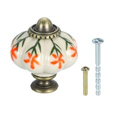 Ceramic Knobs 35mm/1.38" Pumpkin Cabinet Knob Multicolor Flowers