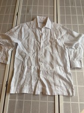 Mojito Guayabera Shirt Mens Sz M White Linen 4 Pocket Cuban Miami Party Beach