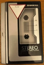 Vintage Sanyo Model MGP10 Stereo Portable Cassette Player Silver For Parts
