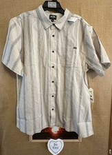 NWT BillaBong Sundays Jacquard men s XL short sleeve striped shirt pocket button