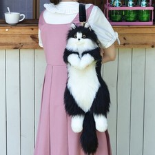 Mochila para gato de peluche simulada bolsa de peluche animal realista mochila de peluche juguete