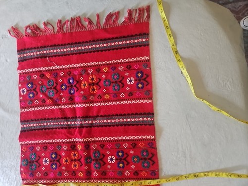 Wool Blend Table Runner, Red Tribal Flower Design 52 X 17 In. - Picture 8 of 9